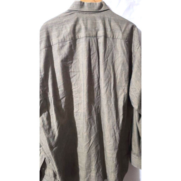 Viyella Mens Long Sleeve Button Flannel Shirt‎ XL Wool Blend Black Tan Plaid - Picture 2 of 4